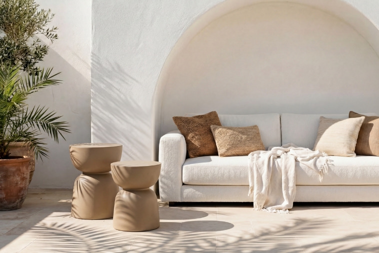 Beżowe stoliki tarasowe Monumo Tapo